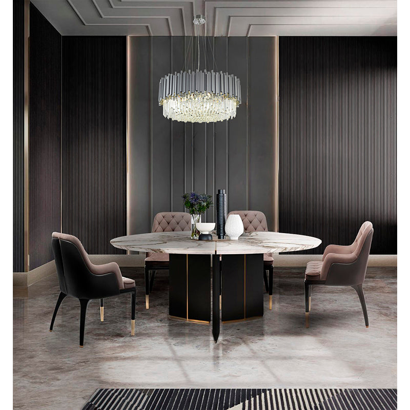 Hairline Chandelier With Clear Hanging Crystals