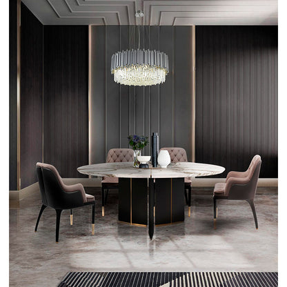Hairline Chandelier With Clear Hanging Crystals