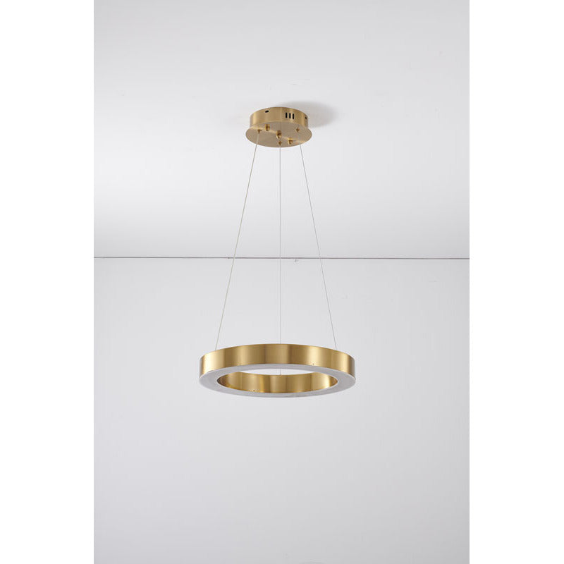 1-Light Gold LED Chandelier with Acrylic Bottom Lens