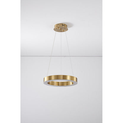1-Light Gold LED Chandelier with Acrylic Bottom Lens