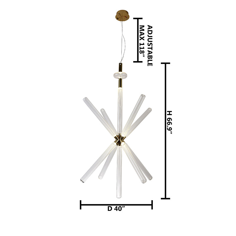 Gold Sputnik Clear Glass LED Chandelier