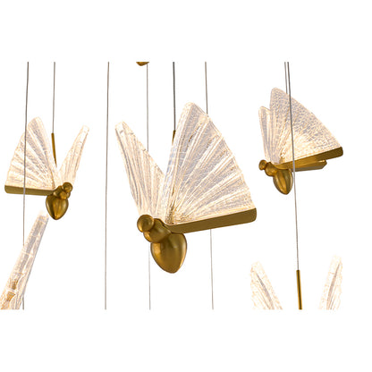 Brass Butterfly LED Chandelier 15 Heads