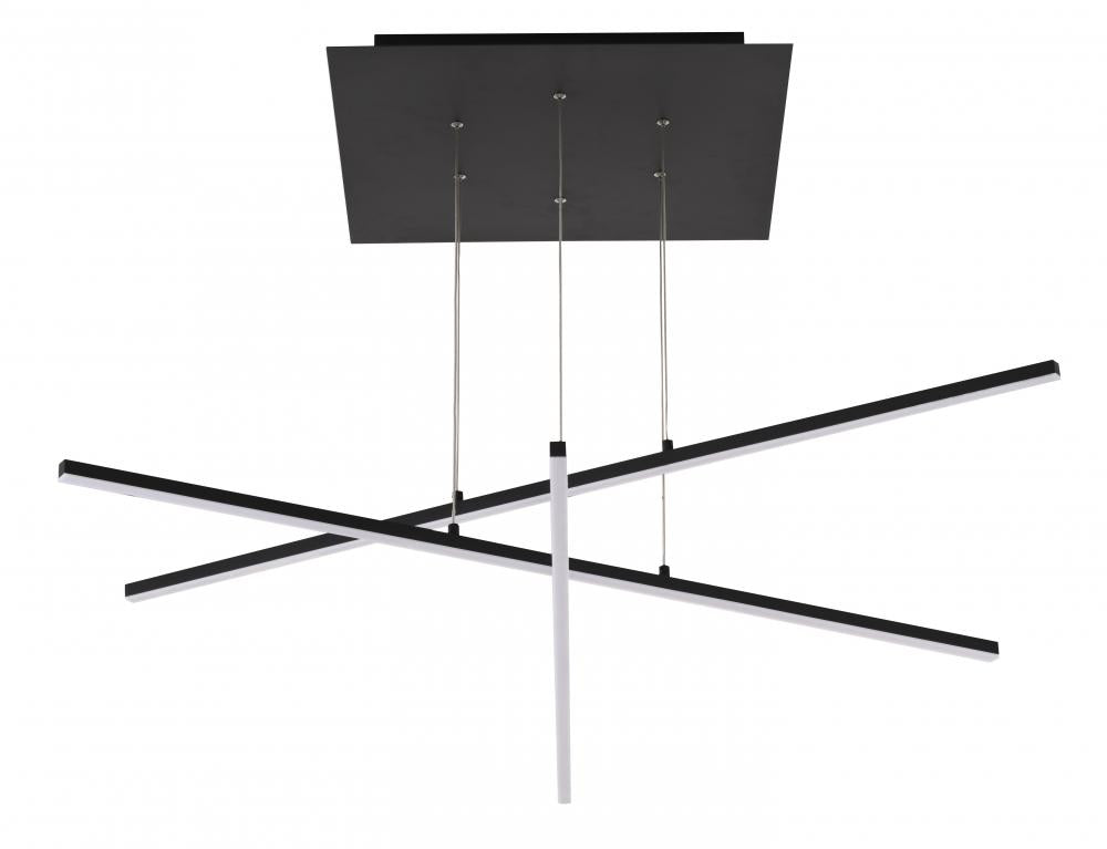 Matte Black Frame LED Ceiling Fixture With Hanging Stick Pendants