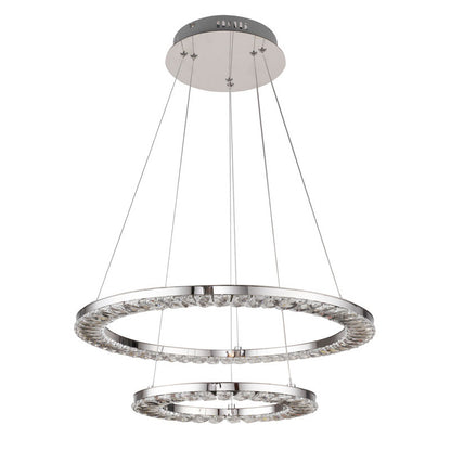 Two Tier Double Ring Clear Crystal LED Chandelier