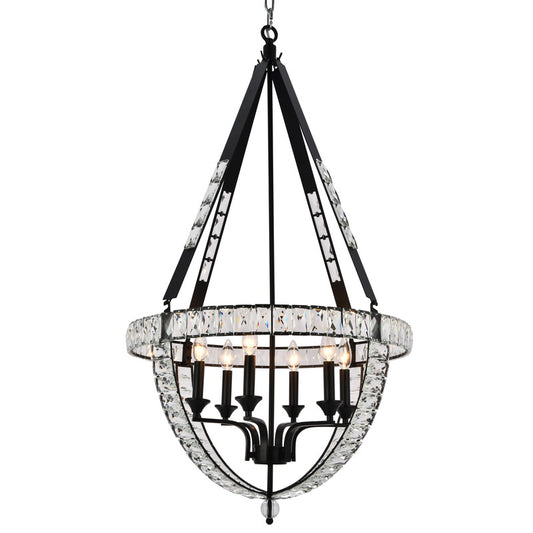 Silver/Matte Black Basket Chandelier