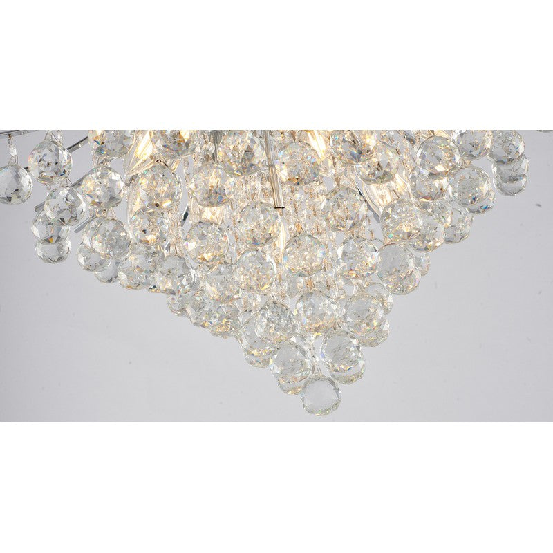 Chrome Frame Waterfall Chandelier with Clear Hanging Crystals