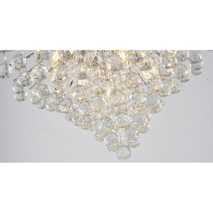 Chrome Frame Waterfall Chandelier with Clear Hanging Crystals