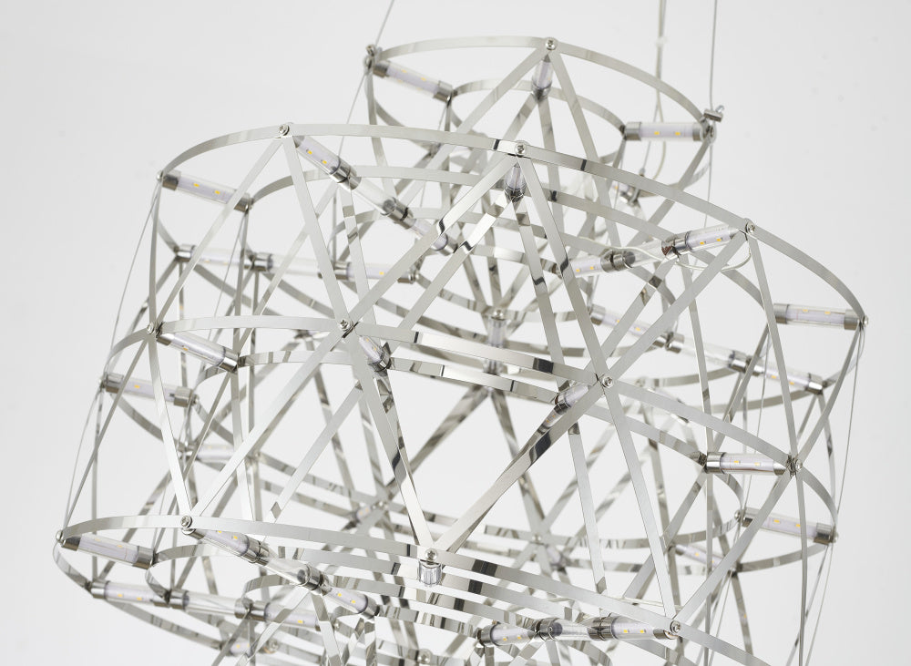 3 Tier 40-Light Dimmable Gold Stainless Steel LED Chandelier