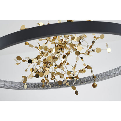 Ring LED Chandelier with Mirror Gold Sparkle