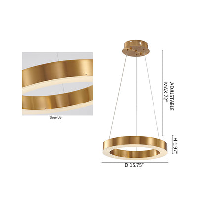 1-Light Gold LED Chandelier with Acrylic Bottom Lens