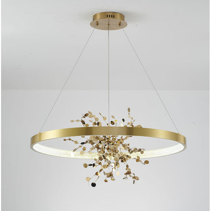 Ring LED Chandelier with Mirror Gold Sparkle