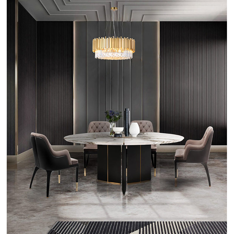 Hairline Chandelier With Clear Hanging Crystals