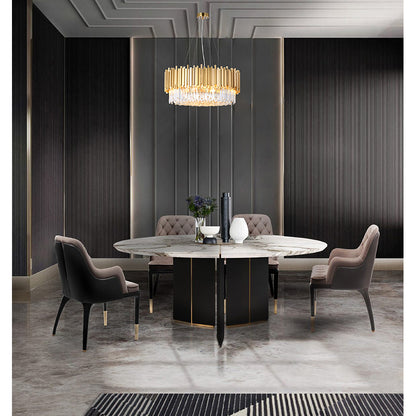 Hairline Chandelier With Clear Hanging Crystals