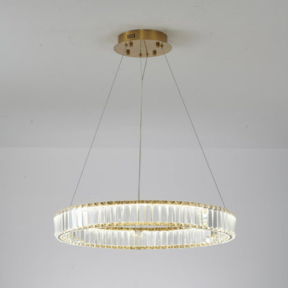 Clear Crystal Halo Chandelier With Chrome/Gold Hardware