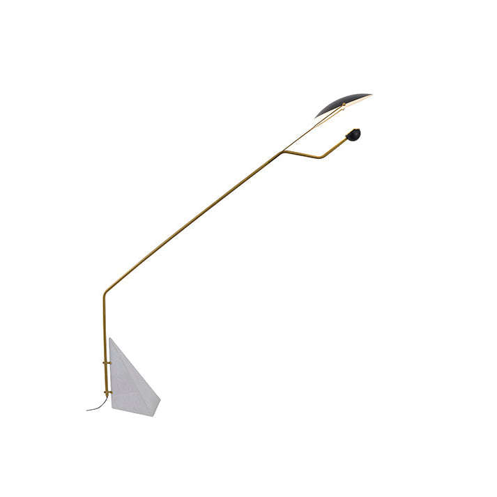 Black Aluminum LED Floor Lamp With A White Marble Base