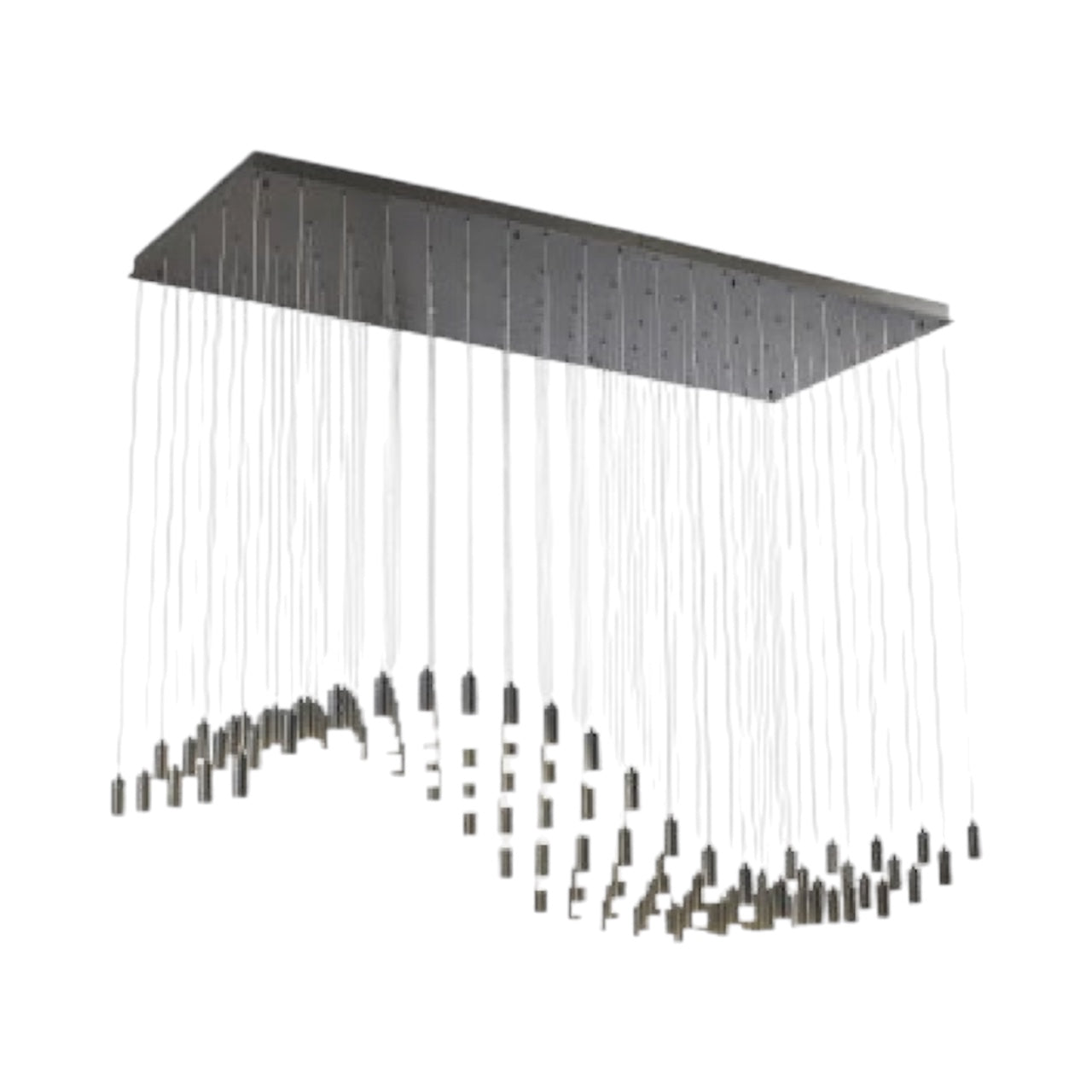 Black Rectangular Multi-Light Pendant with Frosted White Caps