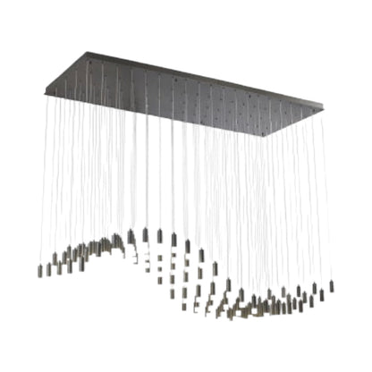 Black Rectangular Multi-Light Pendant with Frosted White Caps