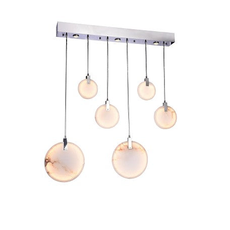 Chrome LED Chandelier With Spanish Marble Accents