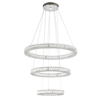 Chrome Three-Tier Crystal LED Chandelier