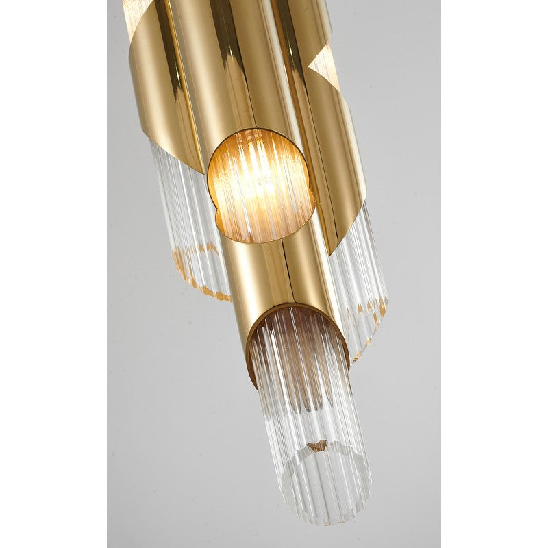 Gold Stainless Steel Pendant Light with Clear Glass Shade
