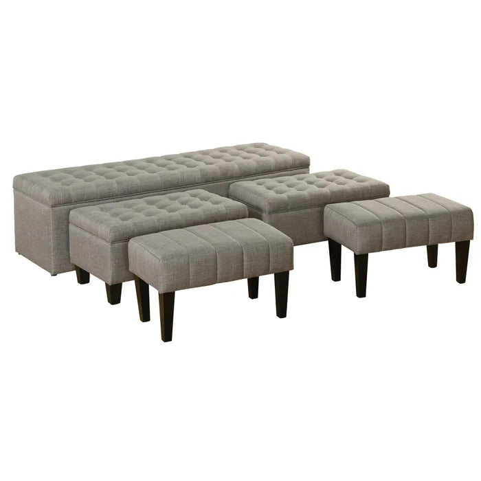 Set of 3 Storage Benches with 2 Ottomans (5-Piece Set)