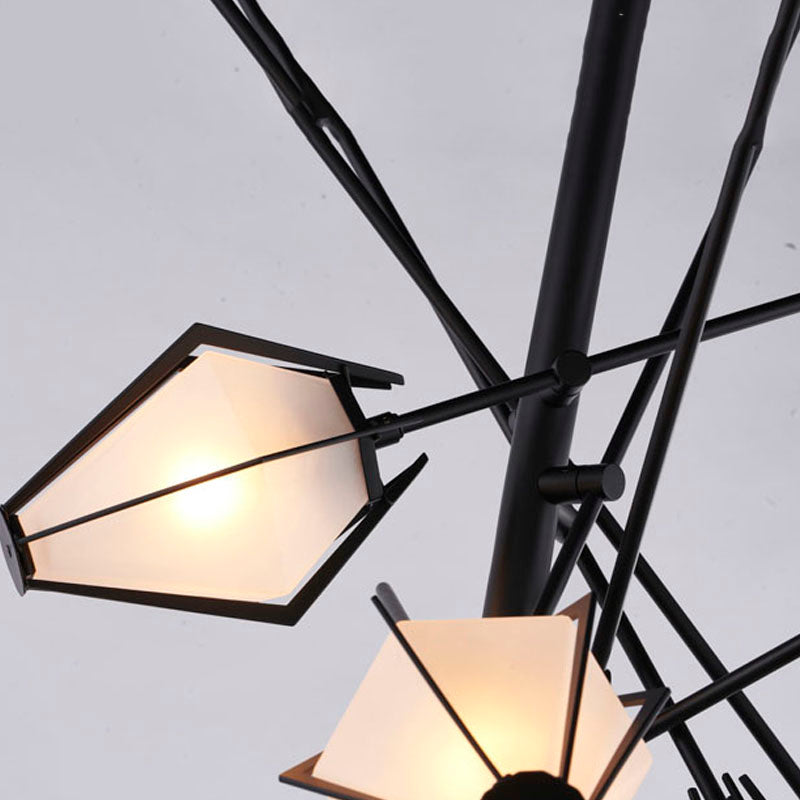 Metal Chandelier with Frosted Glass Shades
