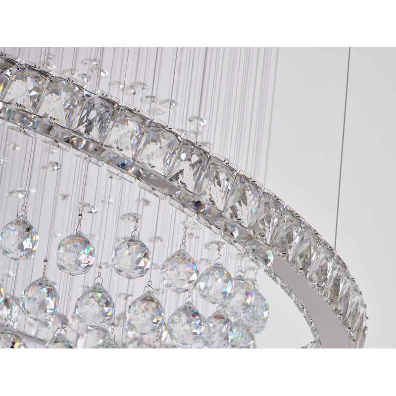 Crystal Ball Chandelier With A LED Clear Crystal Ring