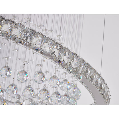 Crystal Ball Chandelier With A LED Clear Crystal Ring