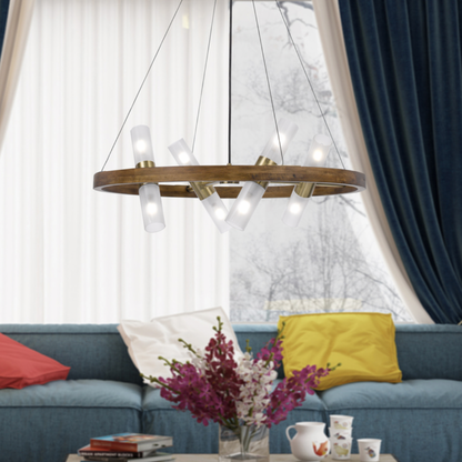 Wood & Brass Chandelier