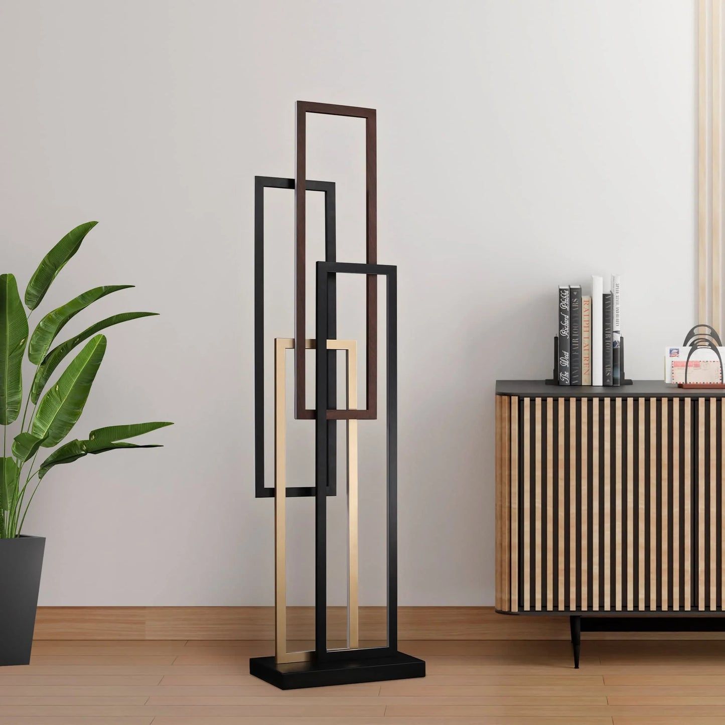 Floor Lamp Black And Wood