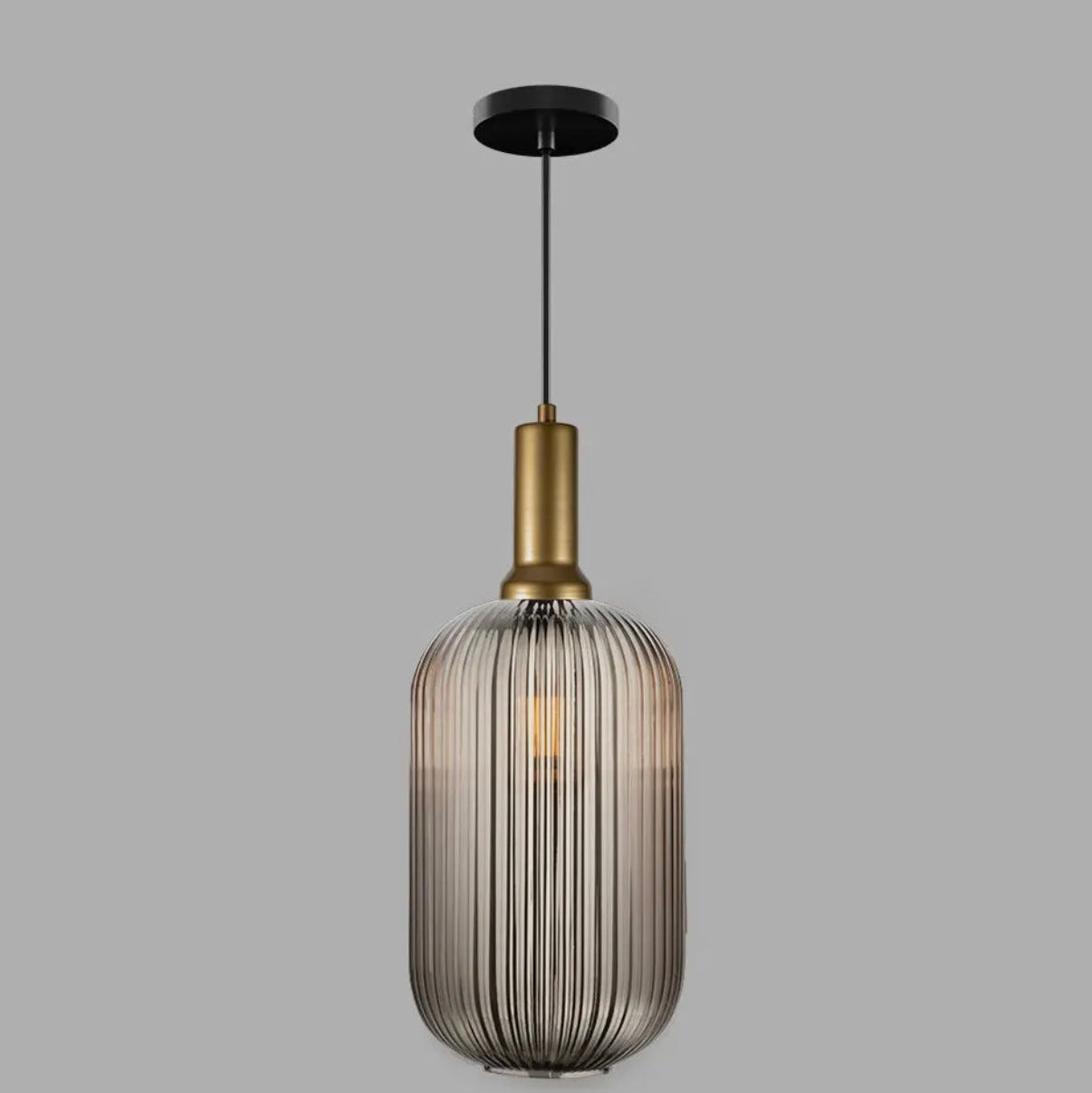 White Ribbed Glass Pendant