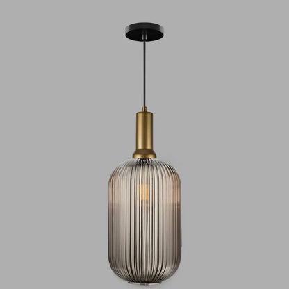 White Ribbed Glass Pendant