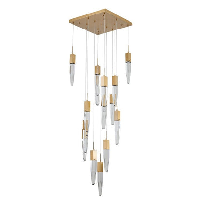 Chrome Frame Chandelier with Hanging Bubble Iceberg Crystal Pendants