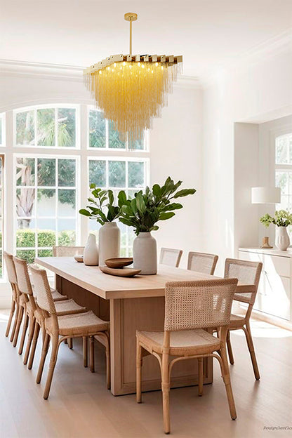 Gold Prism Chandelier With Hanging Aluminium Chains