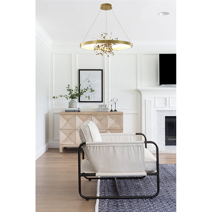 Ring LED Chandelier with Mirror Gold Sparkle