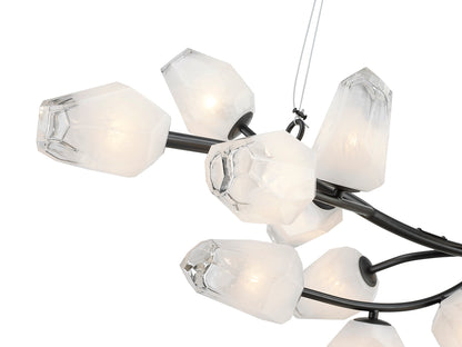Black Branch Frame Chandelier with White Glass Shades