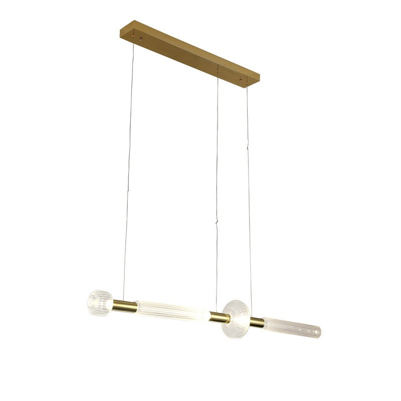 Contemporary Gold LED Chandelier with Glass Linear Design