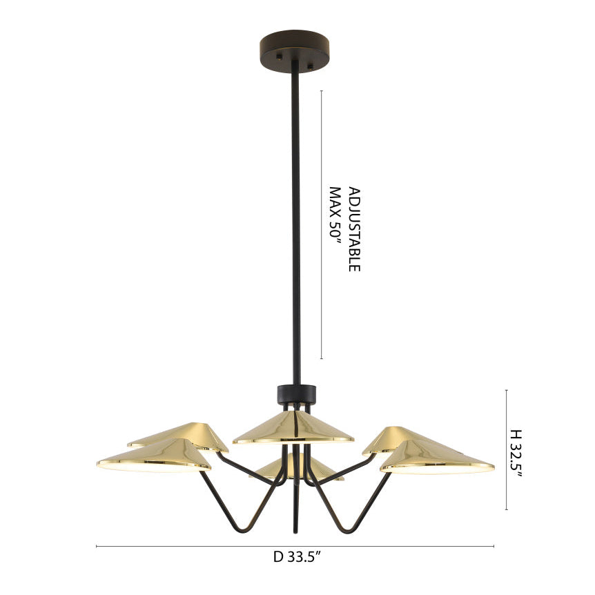 Black and Shiny Brass LED Chandelier