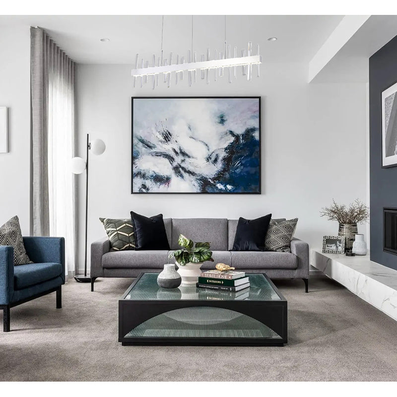 Chrome Linear LED Chandelier With Clear Crystals
