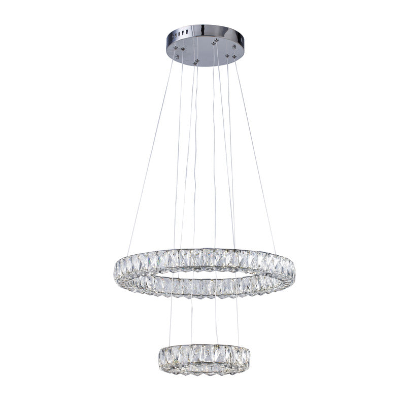 Chrome Double Halo Crystal LED Chandelier