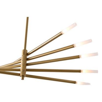 Gold/Black Stick Arm Chandelier With Frosted Glass Shades