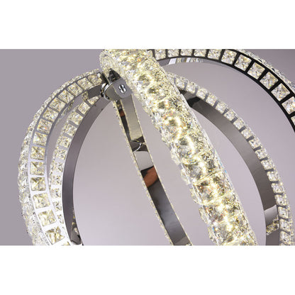 Chrome LED Chandelier with Crystal Detailing – 16"