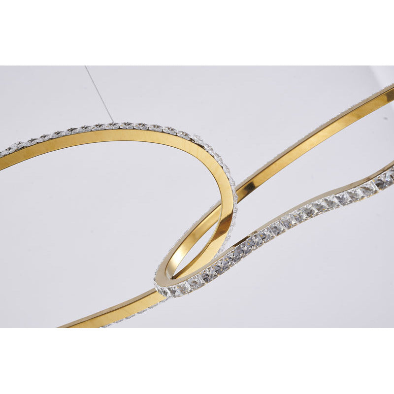 4-Light Gold Stainless Steel Chandelier With Clear Crystals