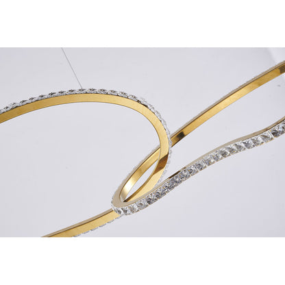 4-Light Gold Stainless Steel Chandelier With Clear Crystals