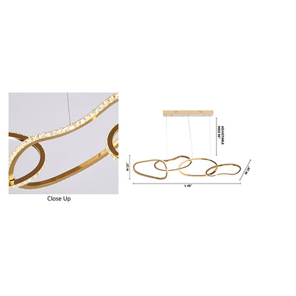 4-Light Gold Stainless Steel Chandelier With Clear Crystals