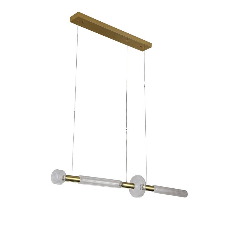 Contemporary Gold LED Chandelier with Glass Linear Design