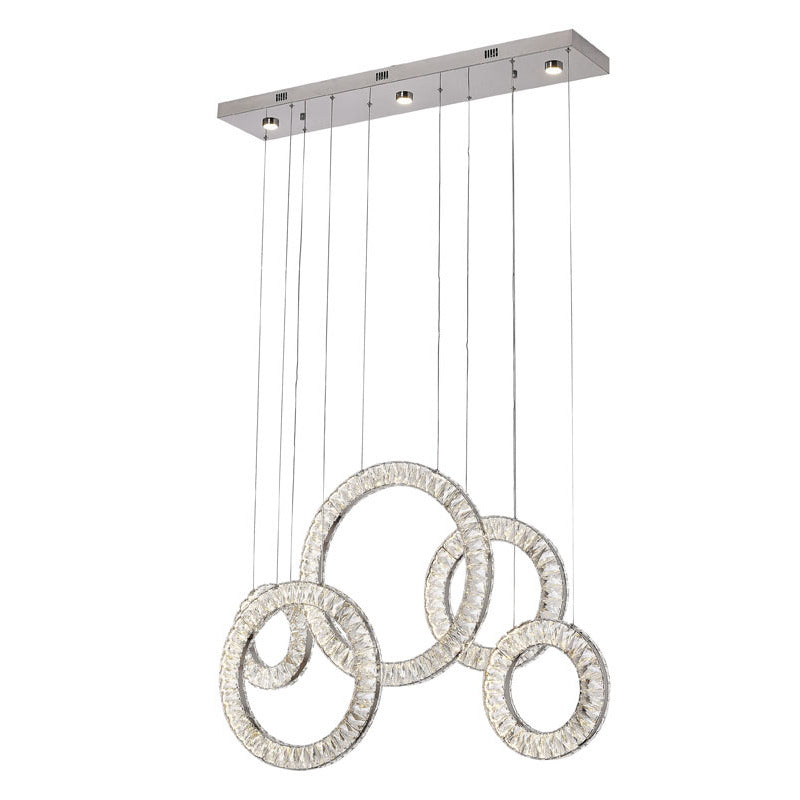 Five-Ring Clear Crystal LED Chandelier