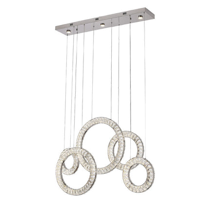 Five-Ring Clear Crystal LED Chandelier