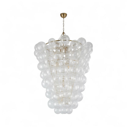 Brass Frame Chandelier featuring Clear Swirl Glass Shades