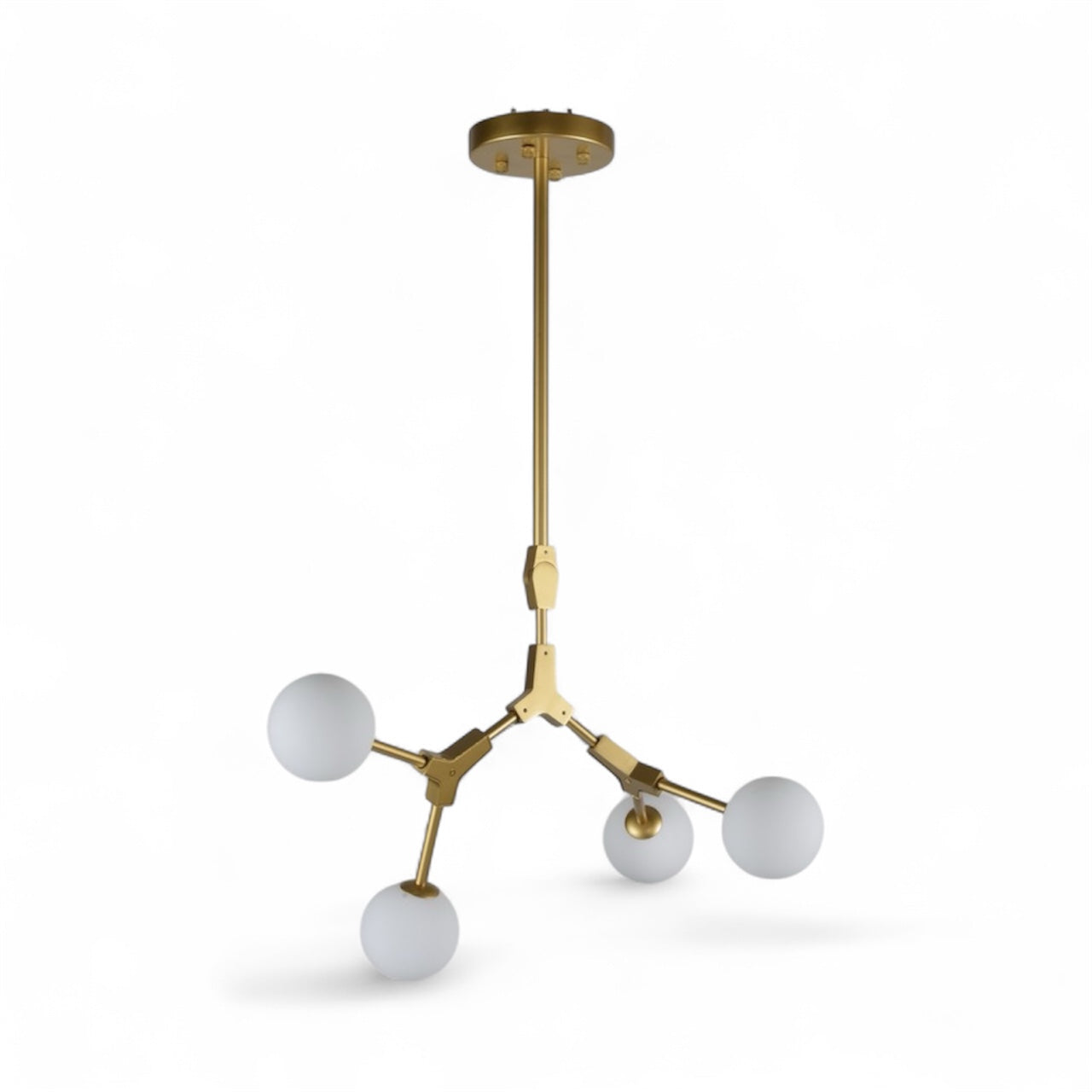 Gold Frame Ceiling Fixture with White Glass Shades